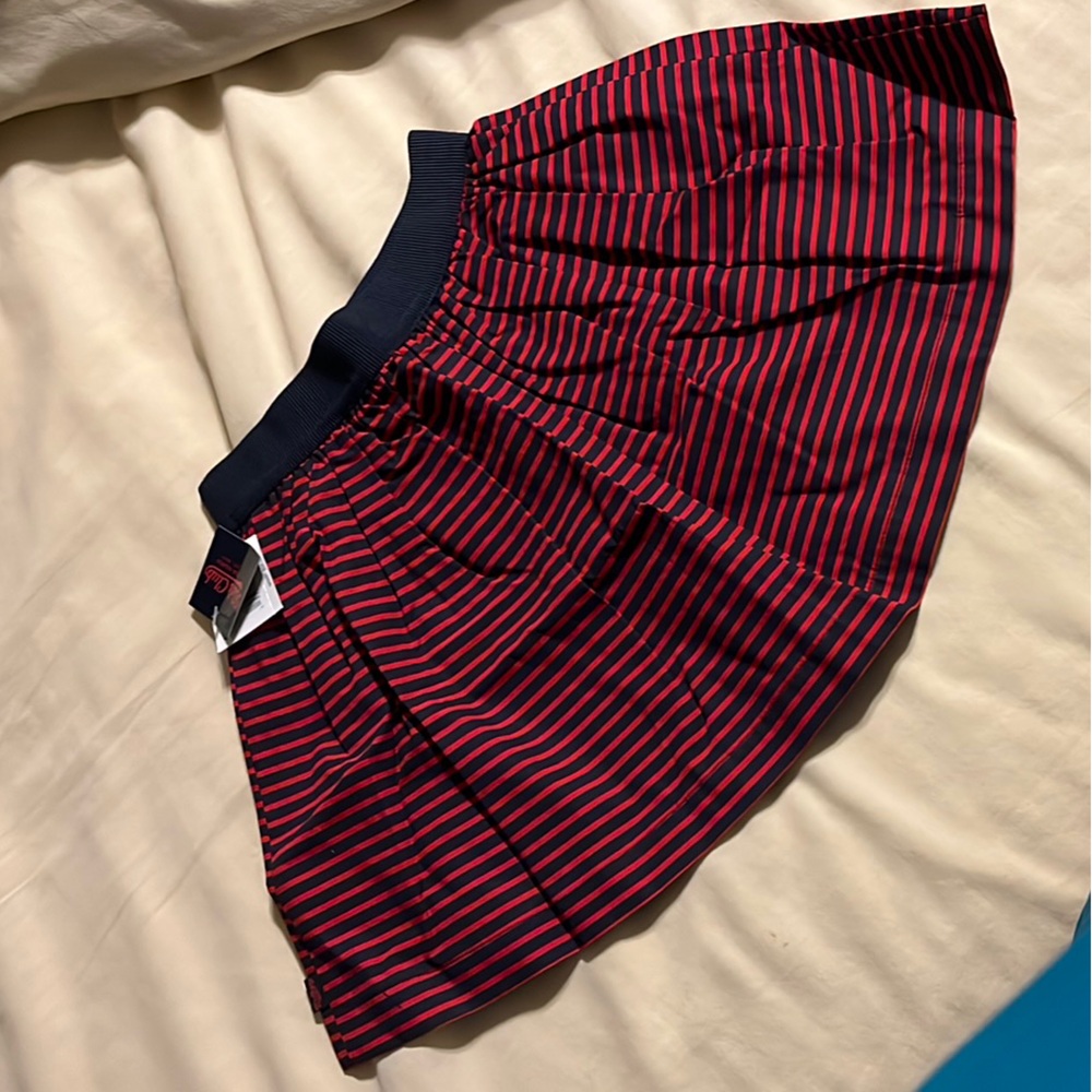 Red and Blue striped kids pleated Skirt size 4 NWT